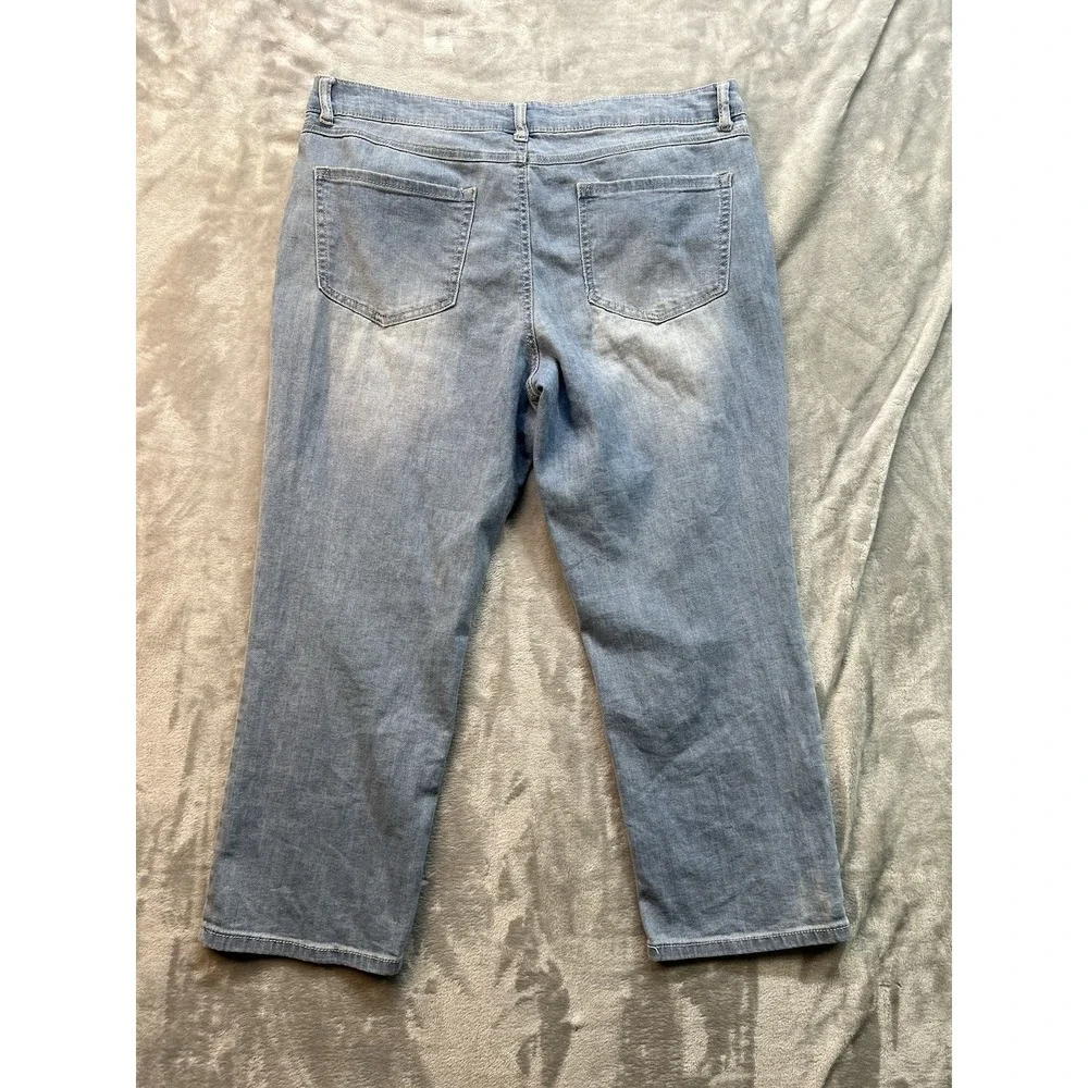 D. Jeans Womens Sz 14 Designer Blue Jeans Wide‎ Leg Crop Light Wash Ladies Pants